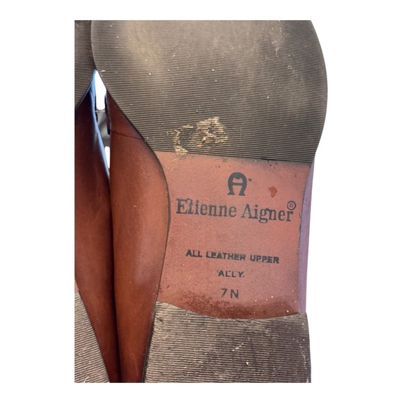 Vintage Etienne Aigner Womens 7 N Tassel Loafers Woven Brown‎ Leather Made Spain - Picture 13 of 13